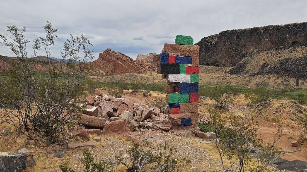 The historic Stormont Mill Office, located in the Red Cliffs National Conservation Area north of Leeds in Washington County, began to crumble last year. Today, the building's remnants and much of the surrounding area have been vandalized.
