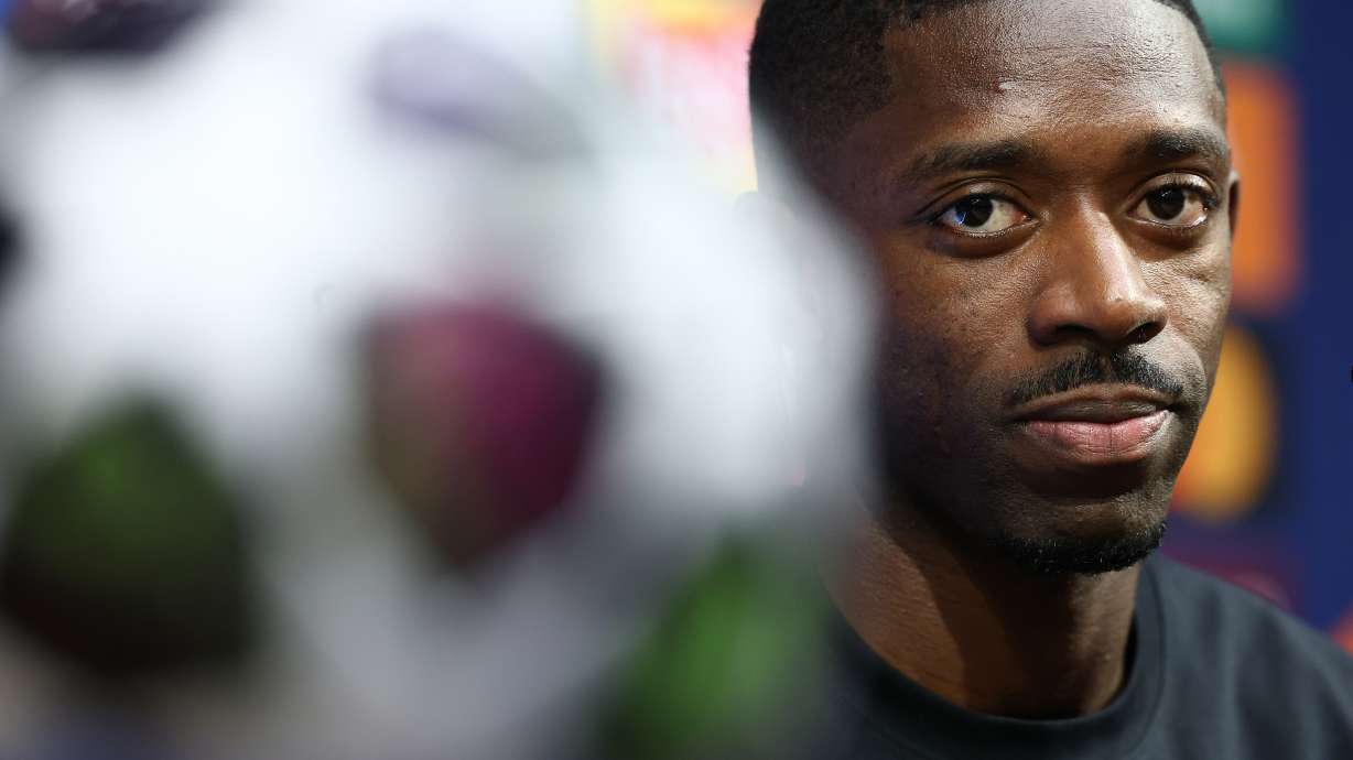 Paris Saint-Germain's Ousmane Dembele meets the media ahead of the Champions League final soccer match between Paris Saint-Germain (PSG) and Arsenal, in Budapest, Friday 29, 2026.