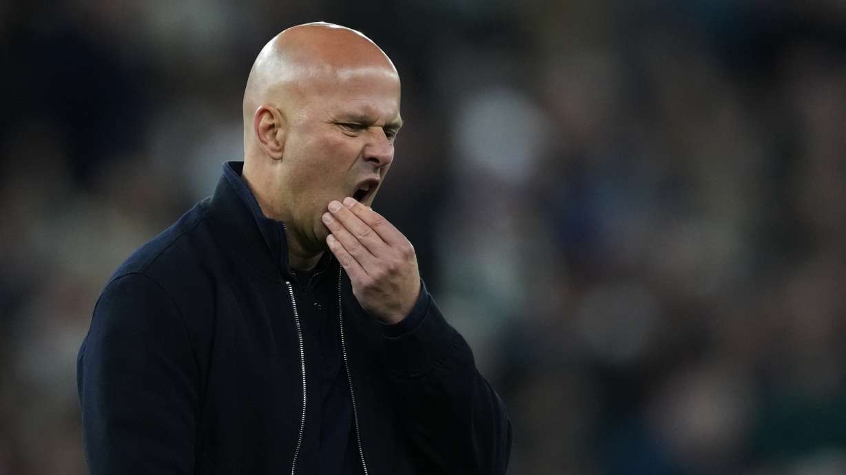 Liverpool's manager Arne Slot leaves the field after the English Premier League soccer match between Aston Villa and Liverpool in Birmingham, England, Friday, May 15, 2026.