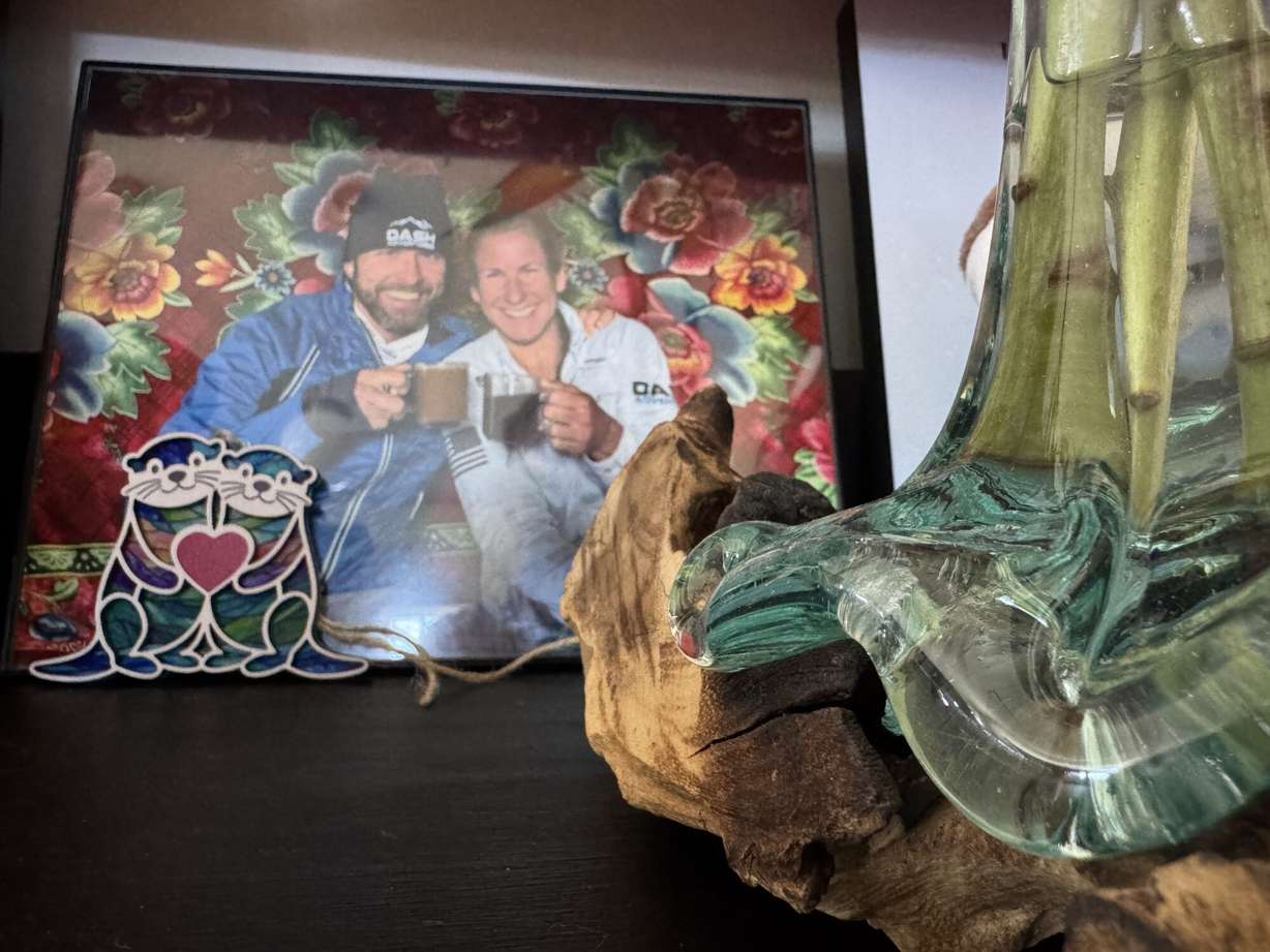 A shrine dedicated to Shelley Johannesen at David Ashley's home in Kamas, Thursday. Ashley honors Johannsen's adventurous spirit through the shrine.