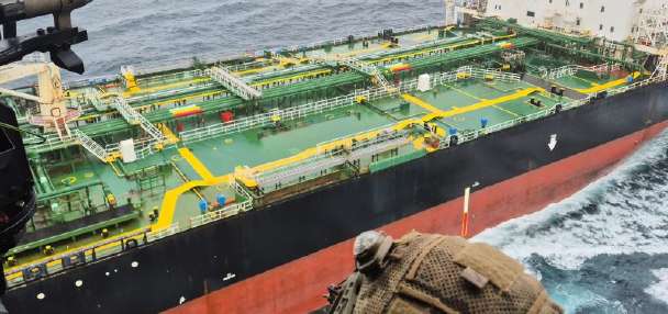 Macron says French Navy, backed by the UK, intercepted a sanctioned tanker from Russia