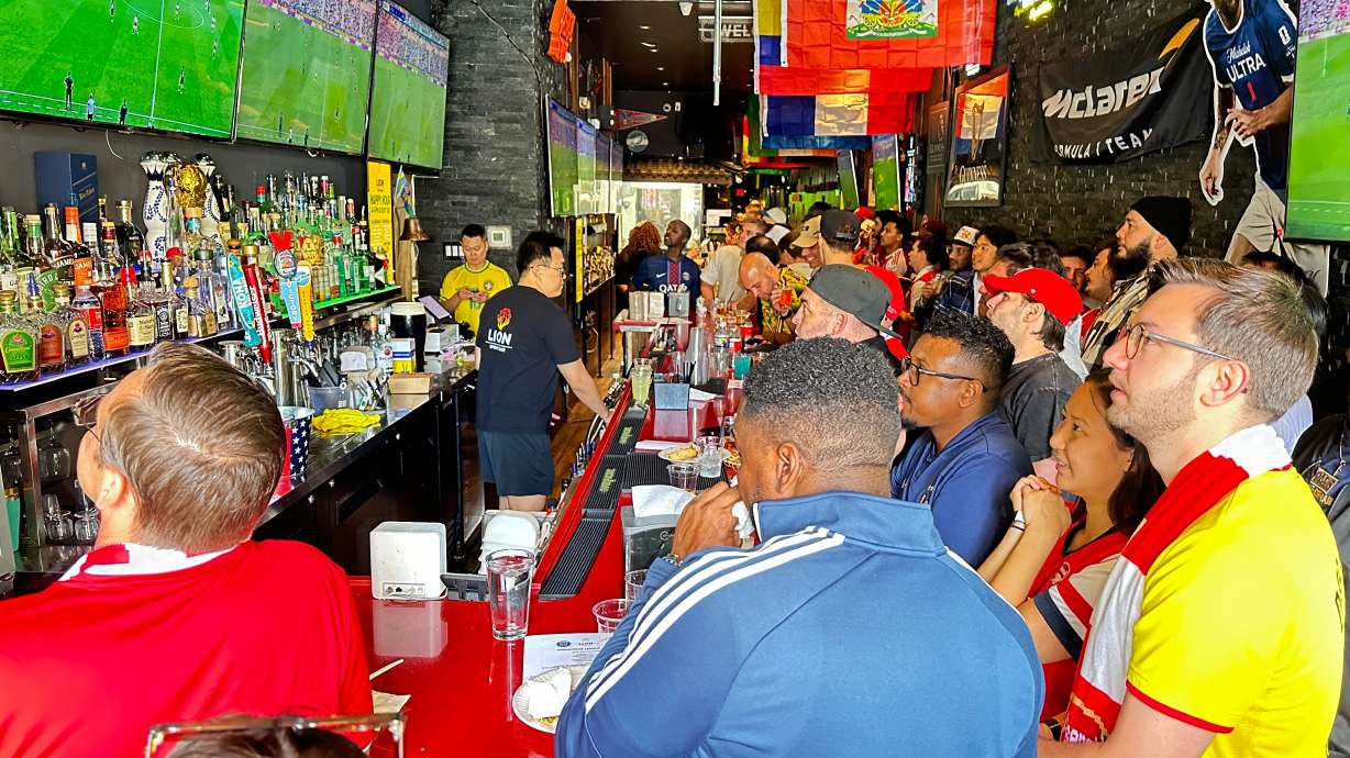 Fans watch a Champion league soccer match between Arsenal and Paris Saint-Germain at the Lion Sports Bar, Saturday, May 30, 2026, in Philadelphia.