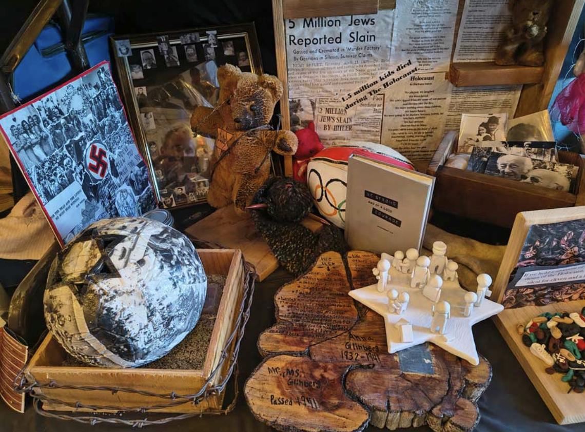 Items related to the Holocaust and World War II on display at Rigby High School in Rigby.