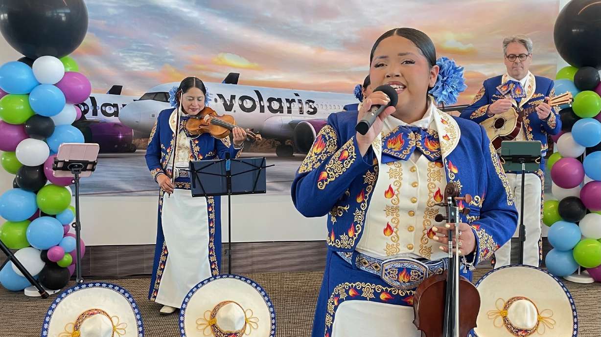 Mexican carrier Volaris launched Salt Lake City-to-Guadalajara flights on Monday, becoming the third airline to offer direct Utah-to-Mexico flights. A mariachi band performs at a ceremony at Salt Lake City International Airport to mark the occasion.