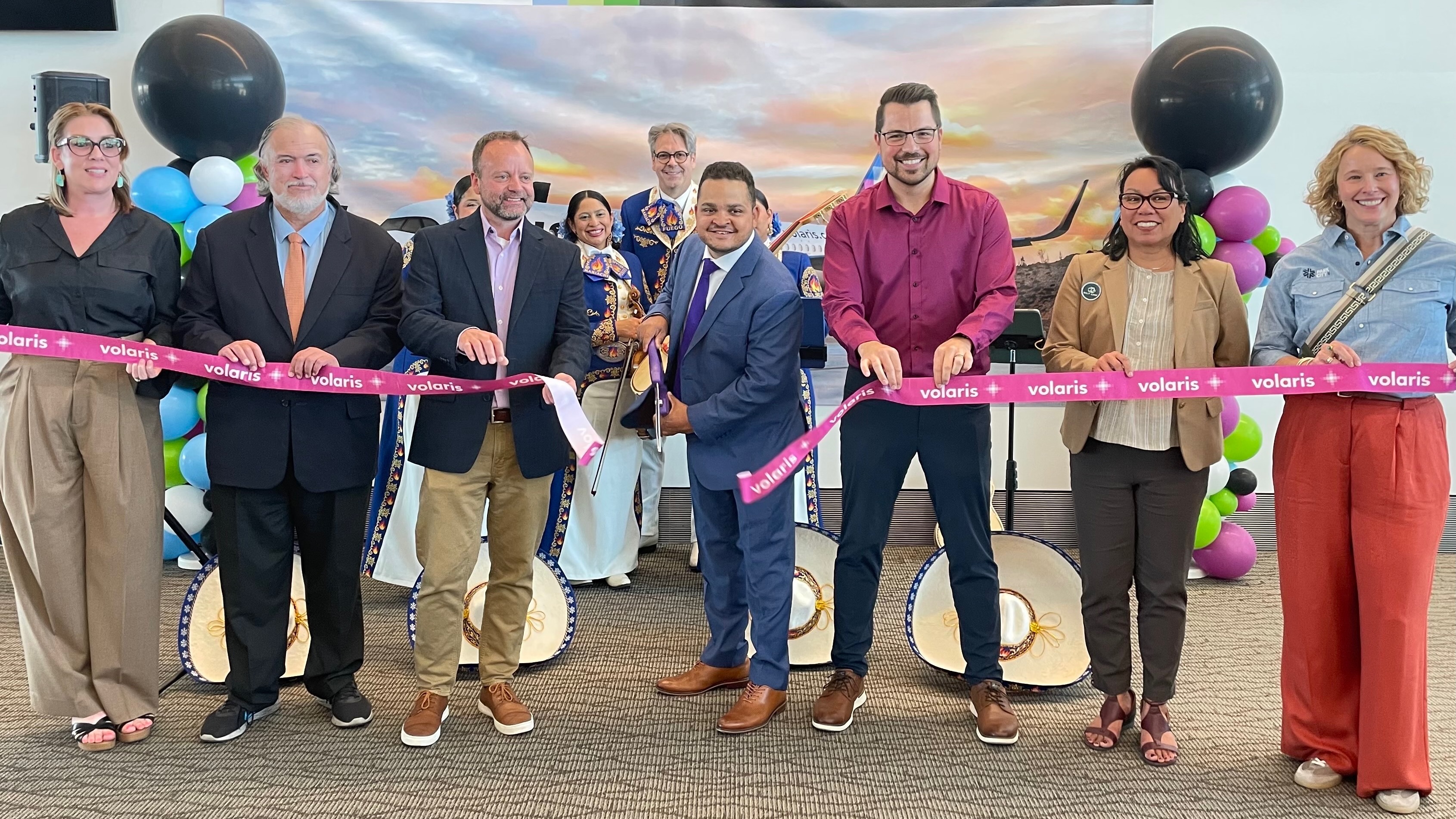 Mexican carrier Volaris launched Salt Lake City-to-Guadalajara flights on Monday, becoming the third commercial airline to offer direct flights from Utah to Mexico. Airport and airline officials and others mark the occasion with a ribbon-cutting ceremony at Salt Lake City International Airport.