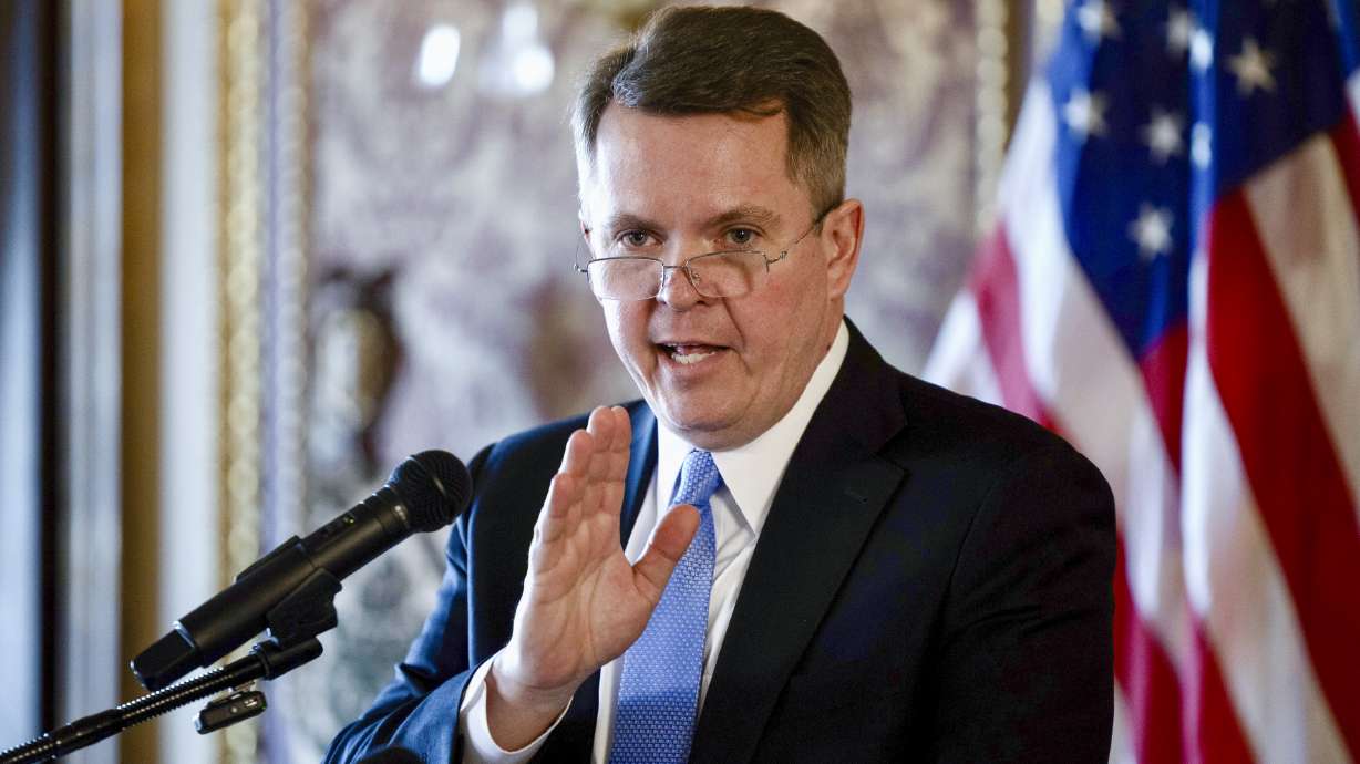 Jay Jorgensen speaks after Gov. Spencer Cox announced that he and Stephen Dent are the two new appointments to the Utah Supreme Court at the Capitol in Salt Lake City on June 2. Jorgensen and Dent were confirmed to the high court Wednesday.