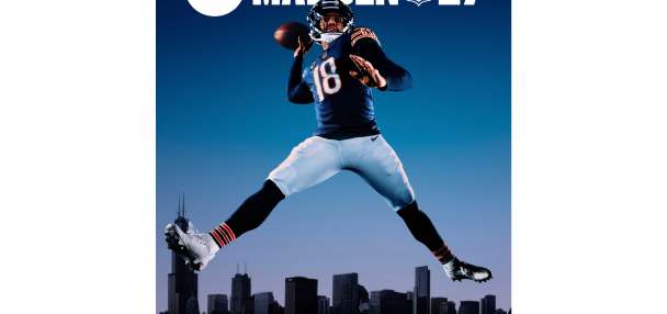 Caleb Williams strikes jump-throw pose for Madden NFL 27 cover