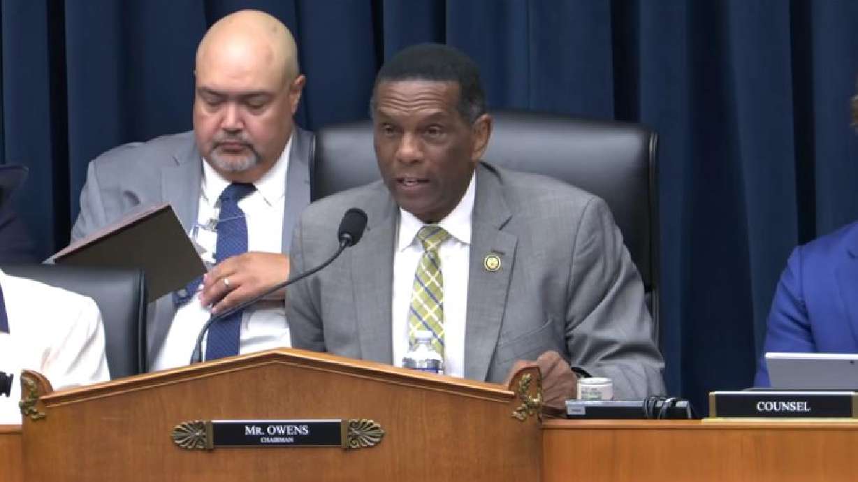 Utah Rep. Burgess Owens speaks as he chairs a meeting of the Higher Education and Workforce Development Subcommittee in Washington on Wednesday.