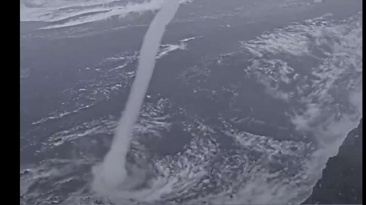 A whirlwind forms during the 48th eruptive episode of Kilauea, in Volcano, Hawaii, Monday. The phenomenon was caught on a United States Geological Survey camera.