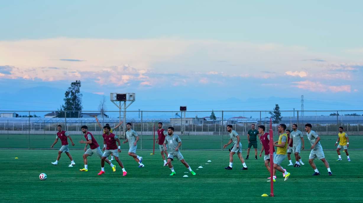 Iran's players work out during a training session, in Antalya, southern Turkey, Tuesday, June 2, 2026, ahead of the World Cup soccer tournament.