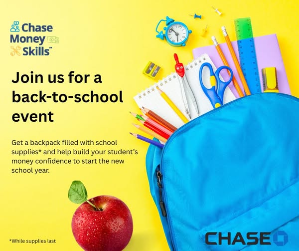 Chase Bank Back-to-School Celebration: Backpack Giveaway & Money Smarts for Families