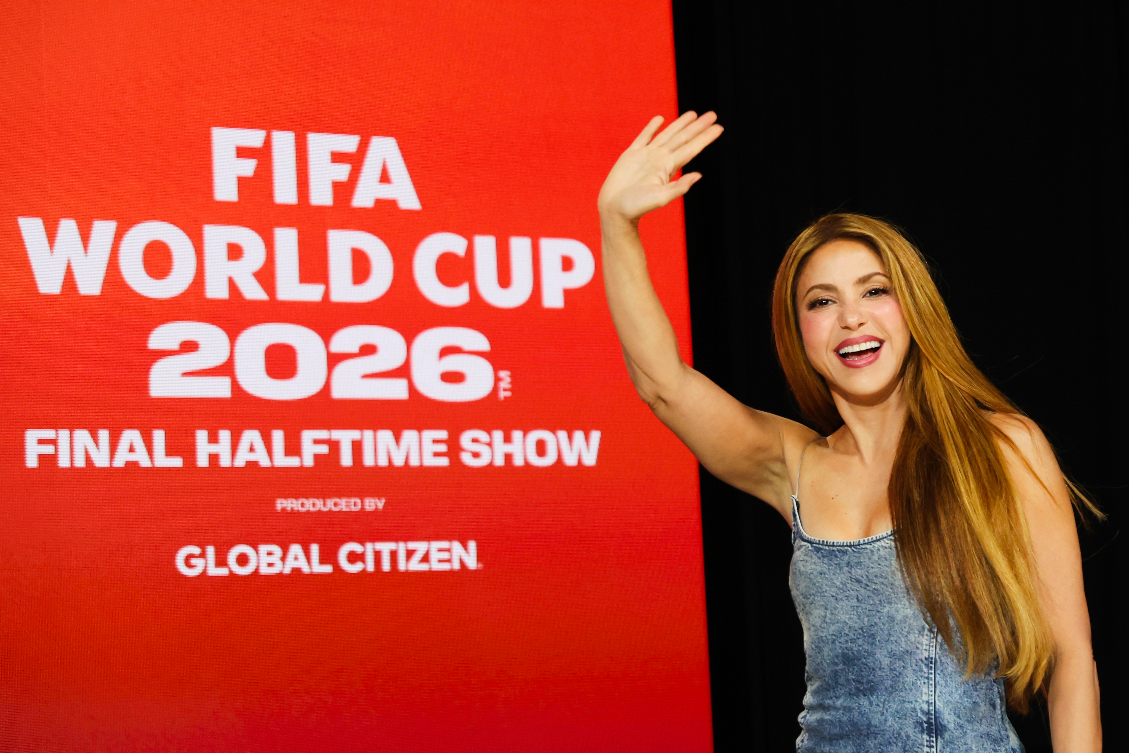 Shakira enters for a panel on the 2026 FIFA World Cup soccer tournament halftime show at the Global Citizen NOW summit, Thursday, May 14, 2026, in New York. 