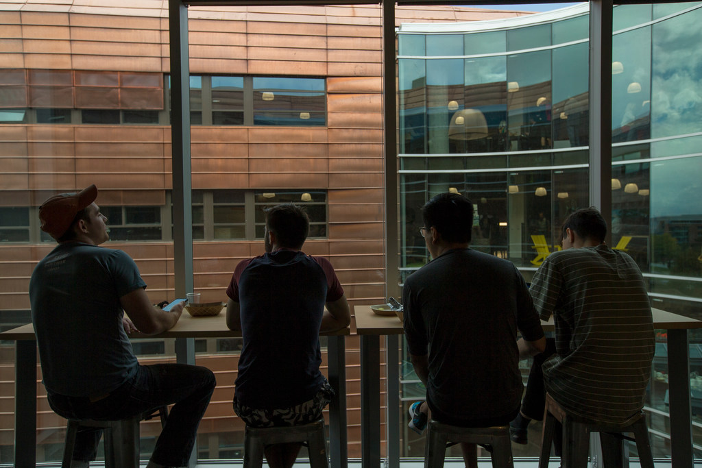 University of Utah students Jackson Barret, Jory Peppelaar, Calvin Chhour and Jeff Souza hang out at the Lassonde Studios at the U. in Salt Lake City, Sept. 22, 2016. Lassonde reported a drop in participation numbers for the 2025 school year, raising questions about how young people pursue innovation in today's technological climate.