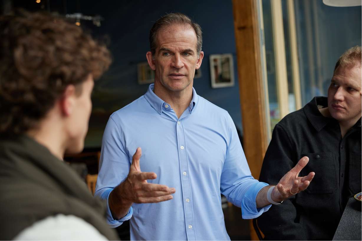 Utah entrepreneur Case Lawrence speaks with students in an undated photo.