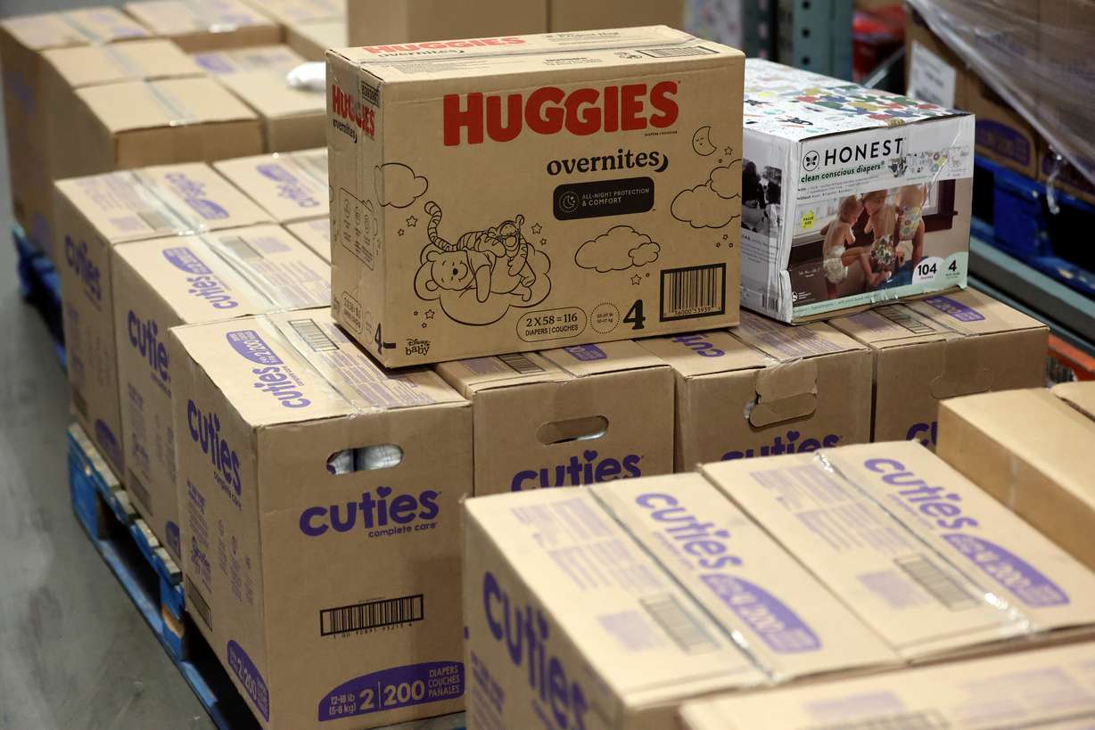 Boxes of diapers at the Utah Food Bank in Salt Lake City on Friday. The Food Bank is organizing a diaper drive beginning June 15.