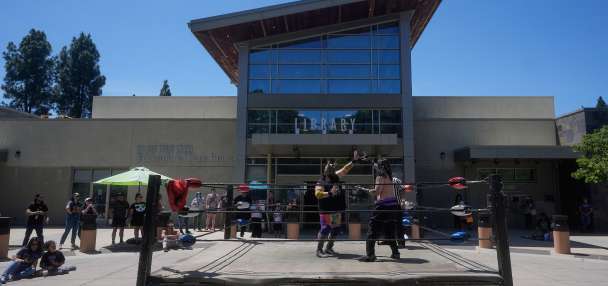Wrestling matches provide an action-packed story time at US libraries, in photos