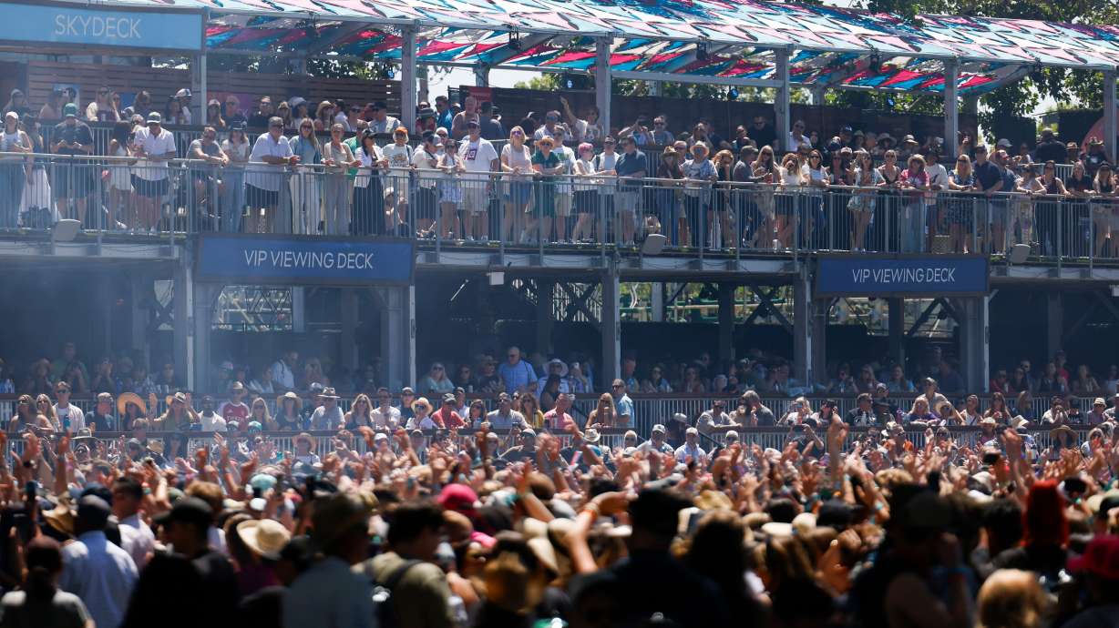 Crowds move between stages during the first day of the BottleRock Music Festival held at the Napa Valley Expo in Napa, Calif., May 22. More young people are embracing the use of earplugs at concerts to protect their hearing.