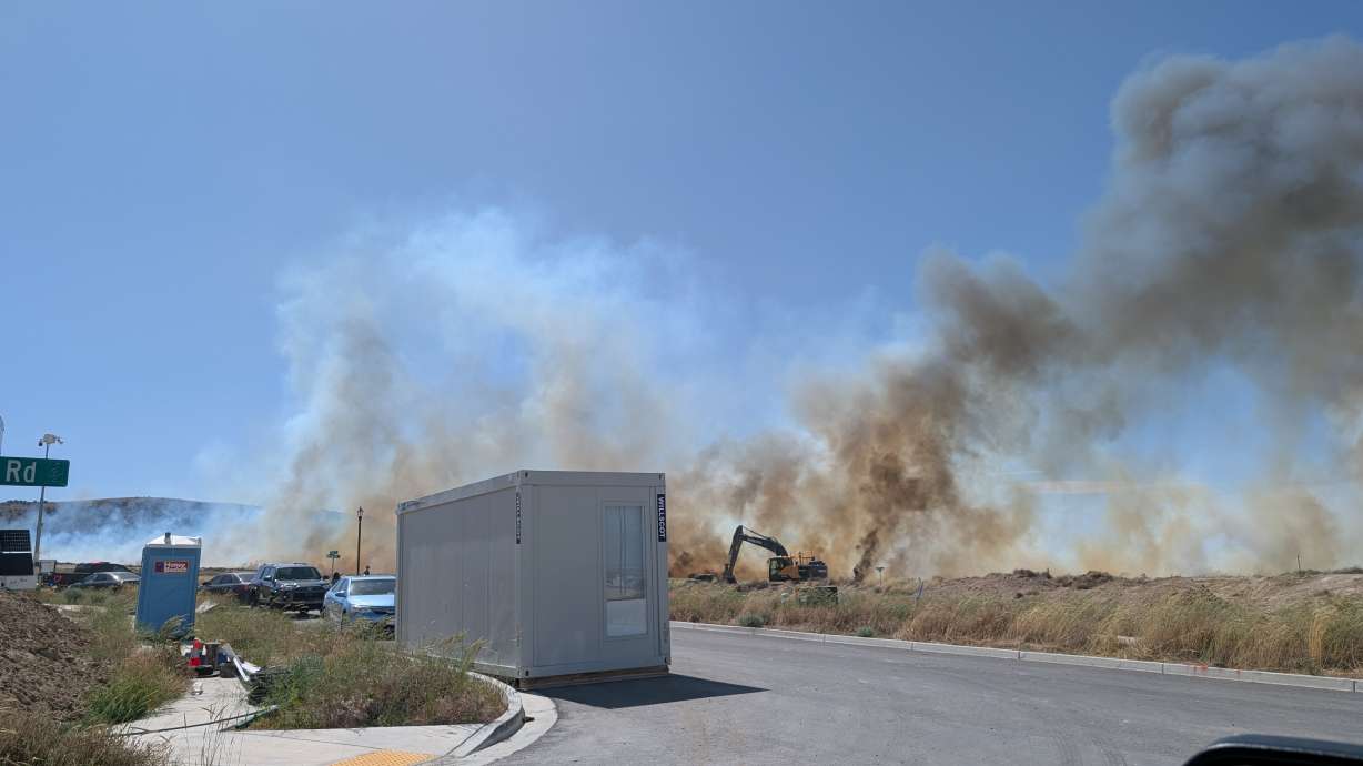A fire north of Lake Mountain in Saratoga Springs, Saturday. Mahogany Road is under an evacuation order near the fire, according to a social media post by Saratoga Springs Fire and Rescue.