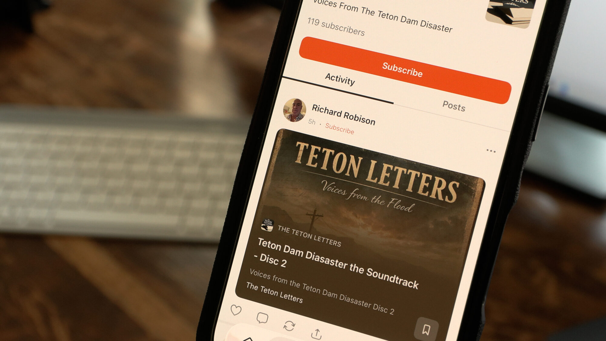 Richard Robison shows his "Substack: The Teton Letters," to KSL, Friday. Robison is using the Substack to preserve stories from the Teton Dam disaster.