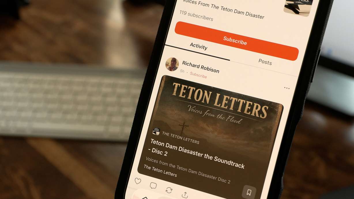 Richard Robison shows his "Substack: The Teton Letters," to KSL, Friday. Robison is using the Substack to preserve stories from the Teton Dam disaster.
