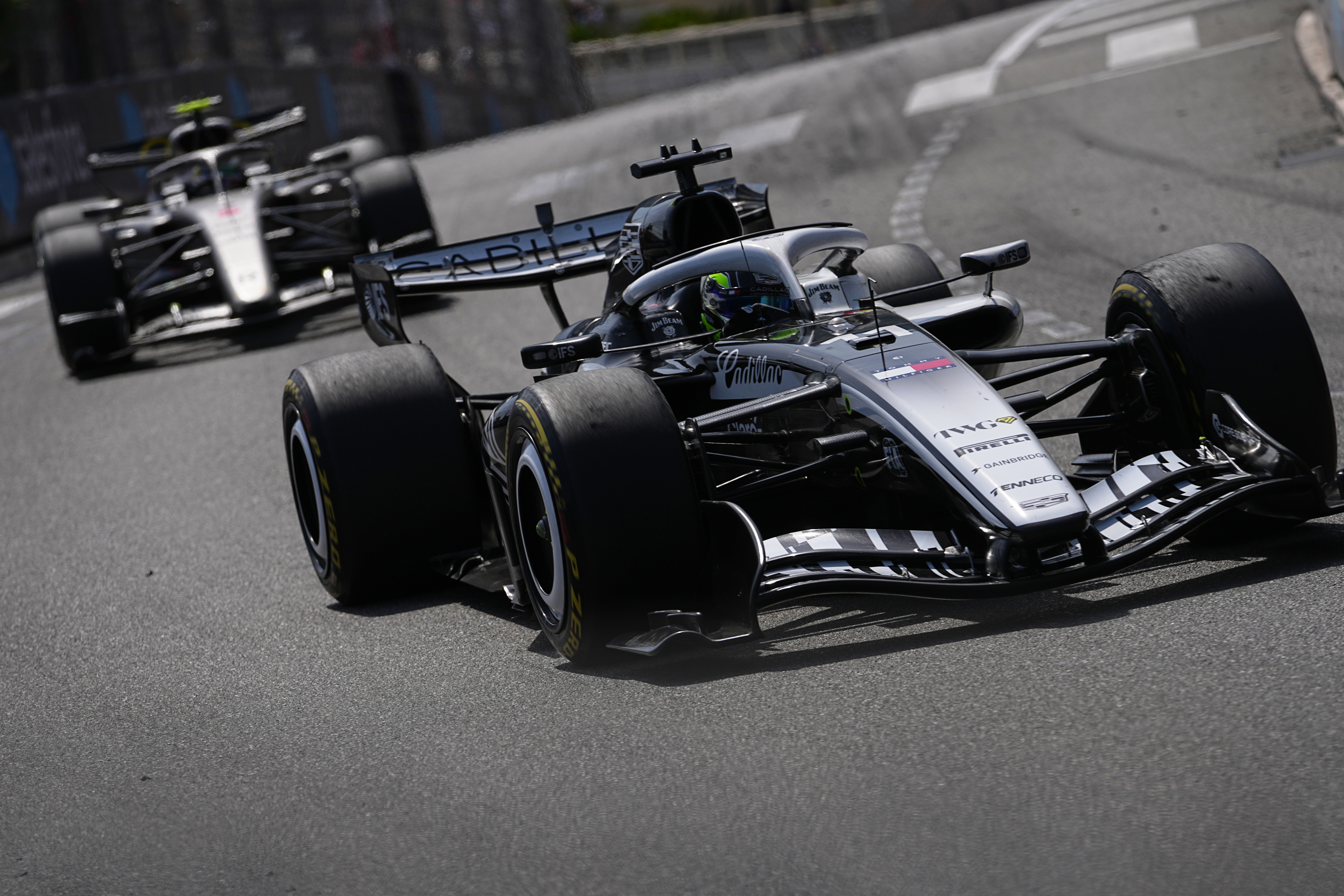 Mexico's Sergio Perez steers his Cadillac during the Formula One Monaco Grand Prix race at the Monaco racetrack, Sunday, June 7, 2026. 