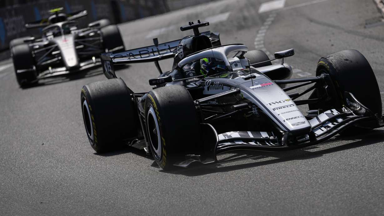 Mexico's Sergio Perez steers his Cadillac during the Formula One Monaco Grand Prix race at the Monaco racetrack, Sunday, June 7, 2026.