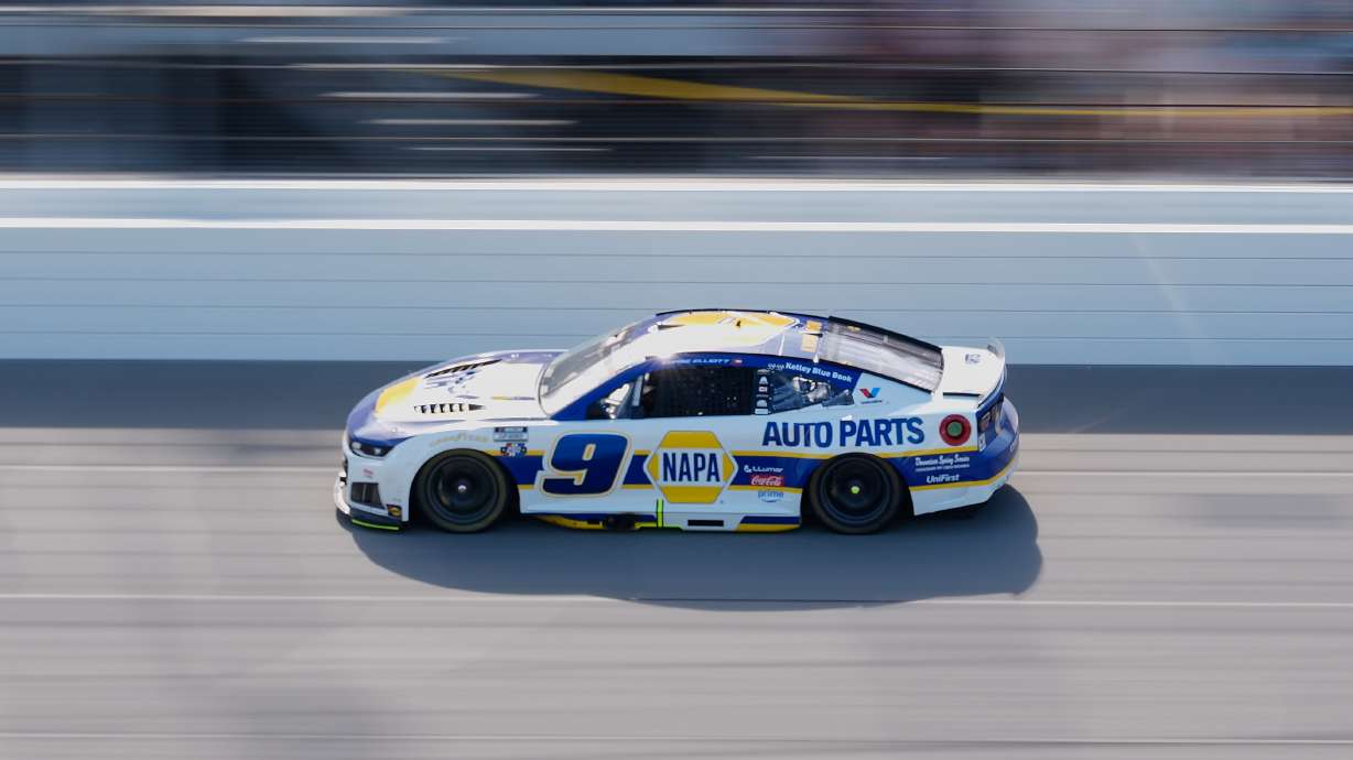 Chase Elliott (9) drives during a NASCAR Cup Series auto race at Michigan International Speedway in Brooklyn, Mich., Sunday, June 7, 2026.