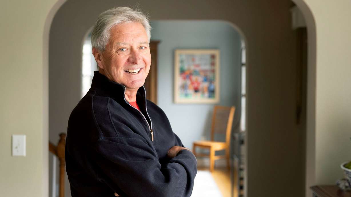Chris Hill, athletic director at the University of Utah from 1987 to 2018, at home in Salt Lake City on March 23. Hill released his memoir, "Thirty-one Years In The Front Row," this week.