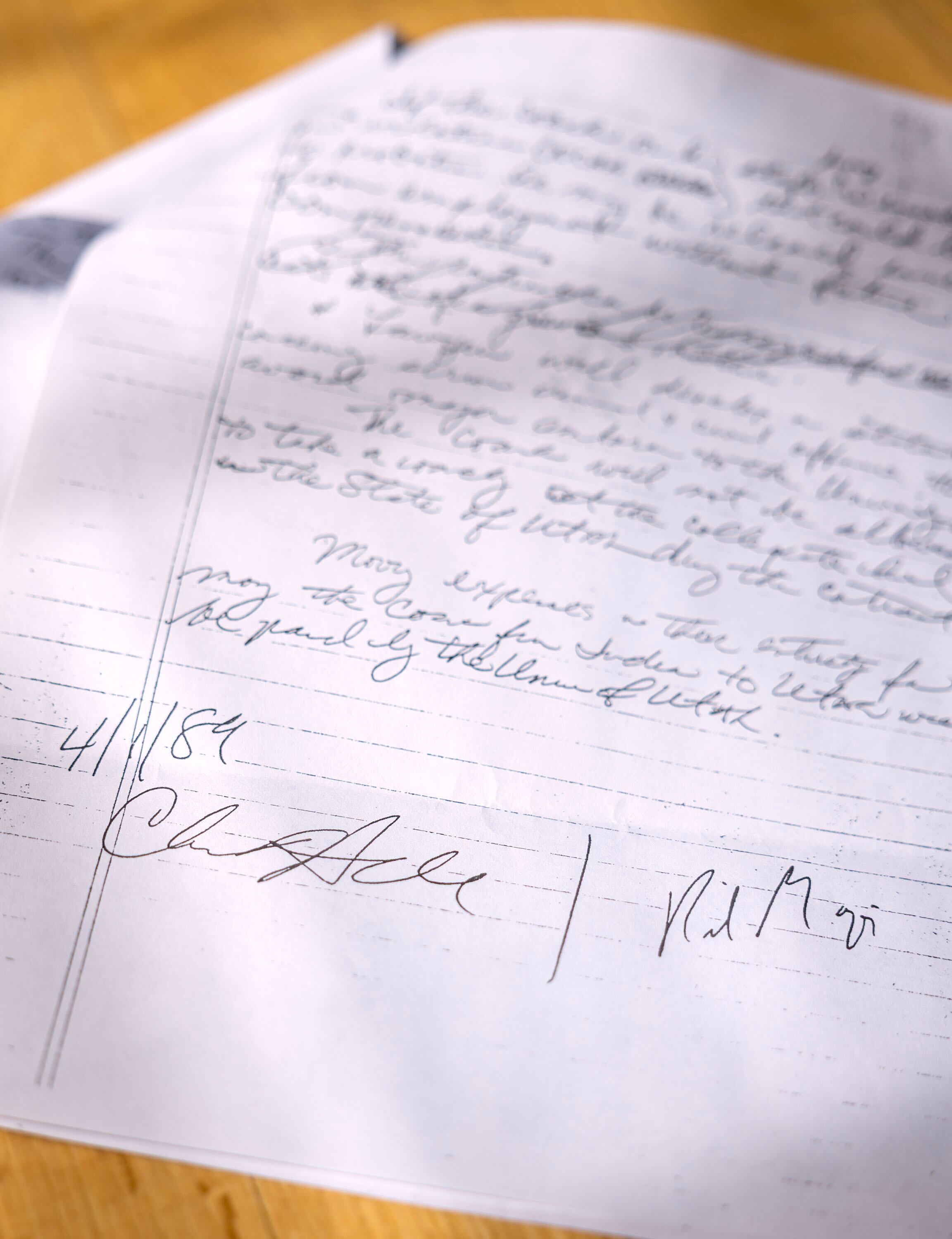 A contract between Chris Hill and Rick Majerus at Hill’s home in Salt Lake City on March. Hill was athletic director at the University of Utah from 1987 to 2018, and hired Majerus to coach the men’s basketball team in 1989.
