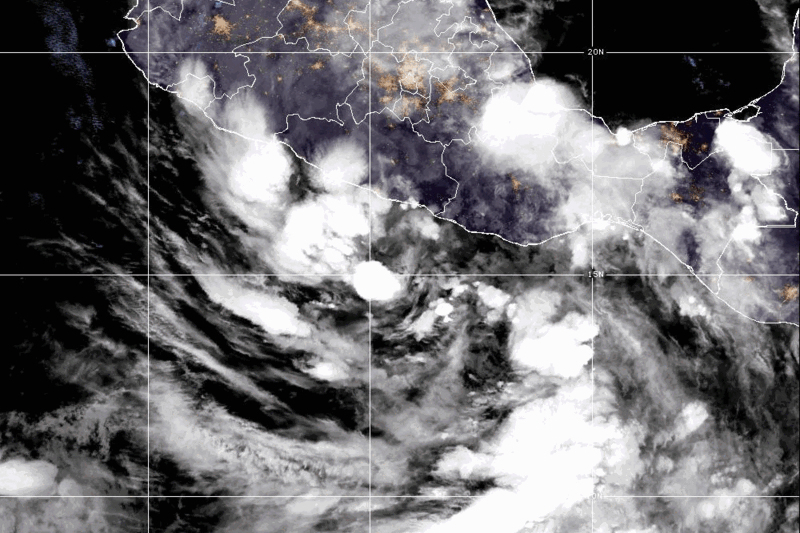 This satellite image provided by CIRA/NOAA, shows Tropical Storm Boris forming just off the coast of Guerrero Mexico, on Monday, June 8, 2026. 