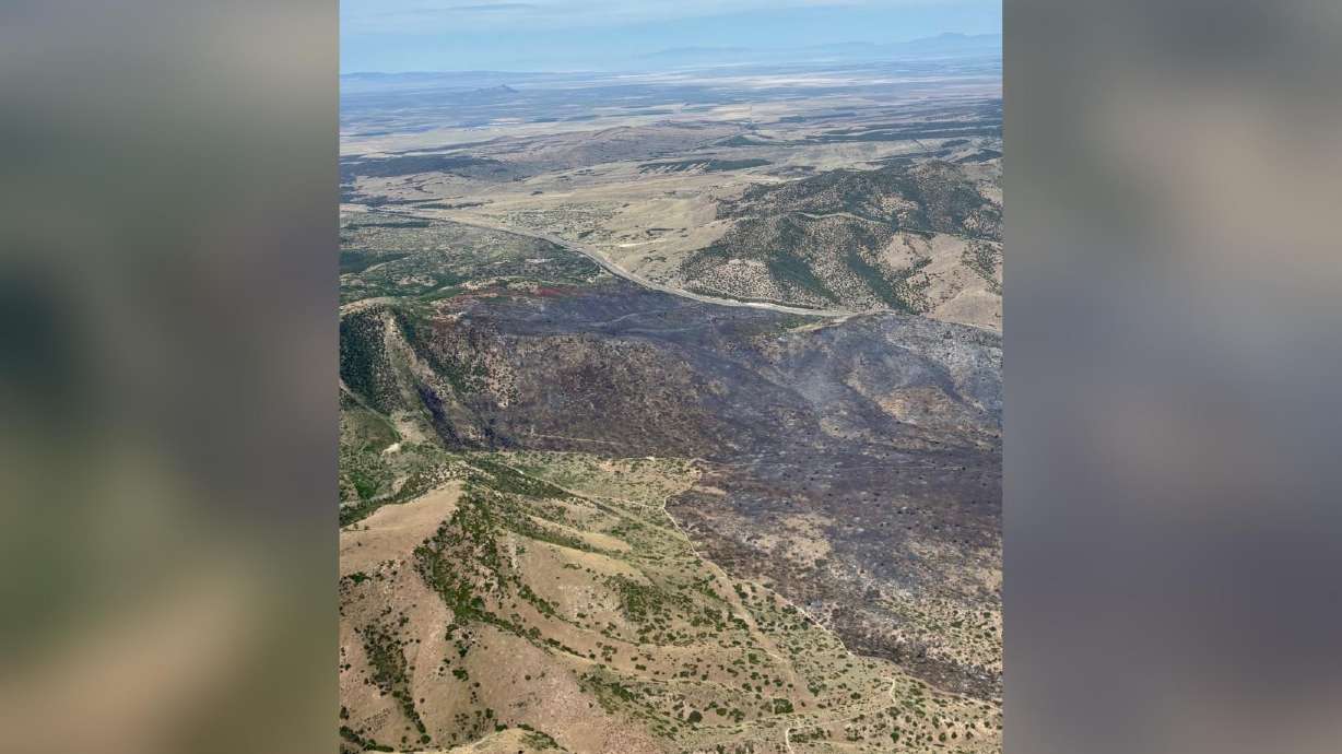 The Tower Fire, which was discovered Sunday, burns near Scipio in Millard County.