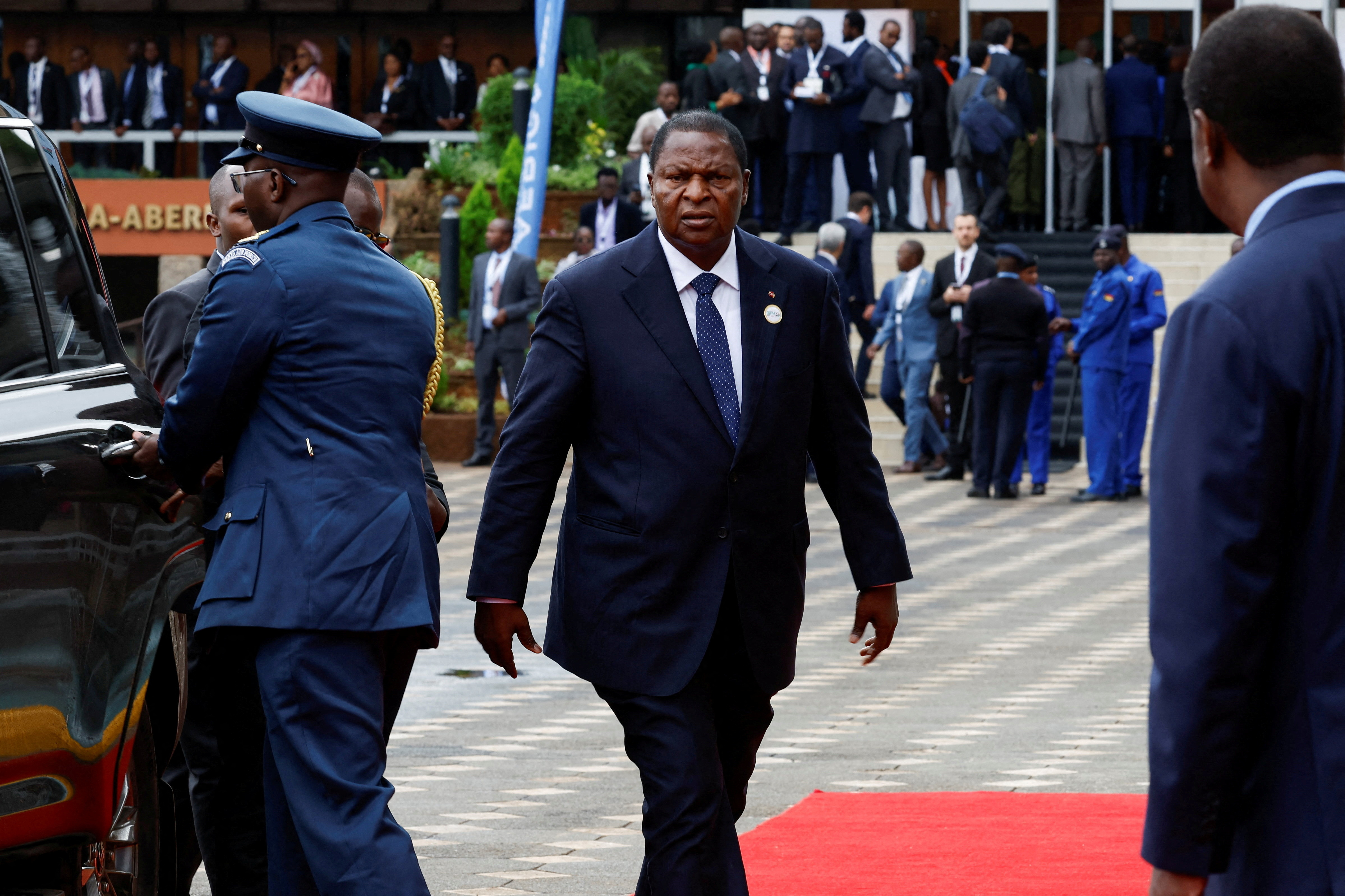 Central African Republic President Faustin-Archange Touadera arrives to attend the Africa Forward Summit 2026 at the Kenyatta International Convention Center in Nairobi, Kenya on May 12.