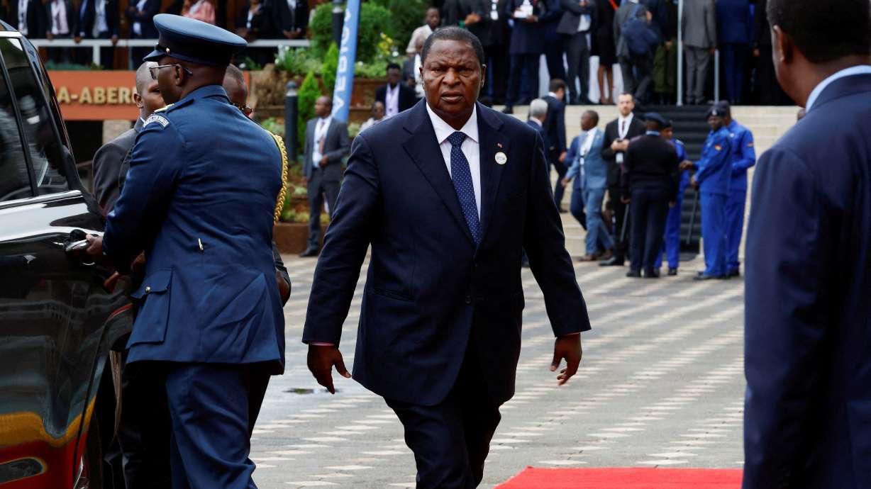 Central African Republic President Faustin-Archange Touadera arrives to attend the Africa Forward Summit 2026 at the Kenyatta International Convention Center in Nairobi, Kenya on May 12.