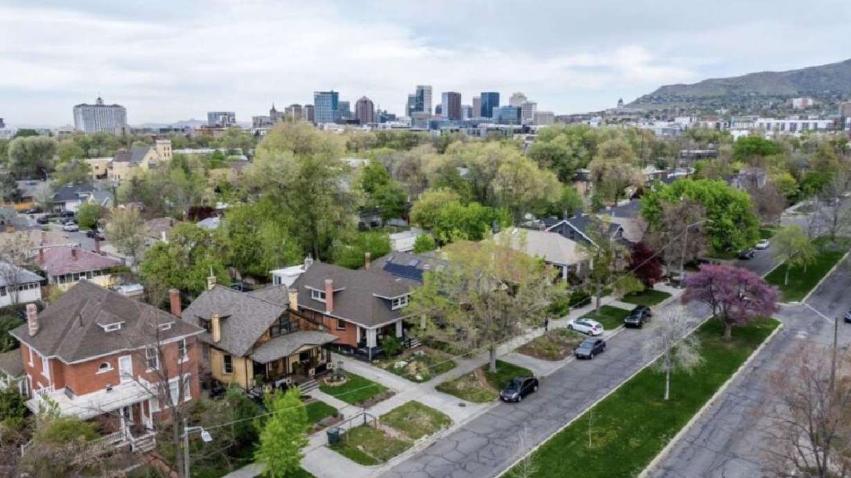 Homes in Salt Lake City are pictured on April 10. The city is considering a proposal that would allow more housing options in the city's residential neighborhoods, which had residents split in a planning commission meeting on Wednesday.
