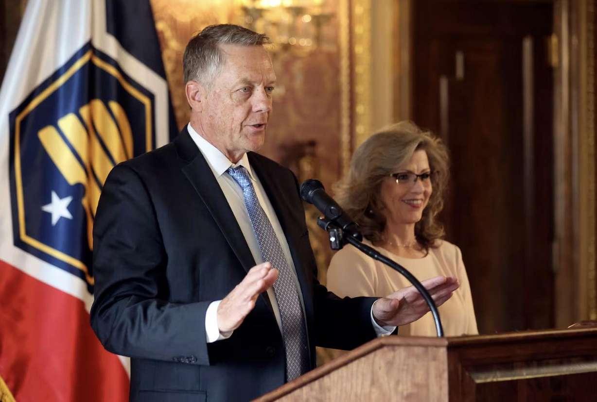 Redge Johnson, Utah Department of Natural Resources Public Lands Policy Coordinating Office director, answers questions after Utah Lt. Gov. Deidre Henderson and Christina Price, acting Bureau of Land Management Utah state director, signed a co-management agreement for the 216,995-acre San Rafael Swell Recreation Area at the Capitol in Salt Lake City on Monday.