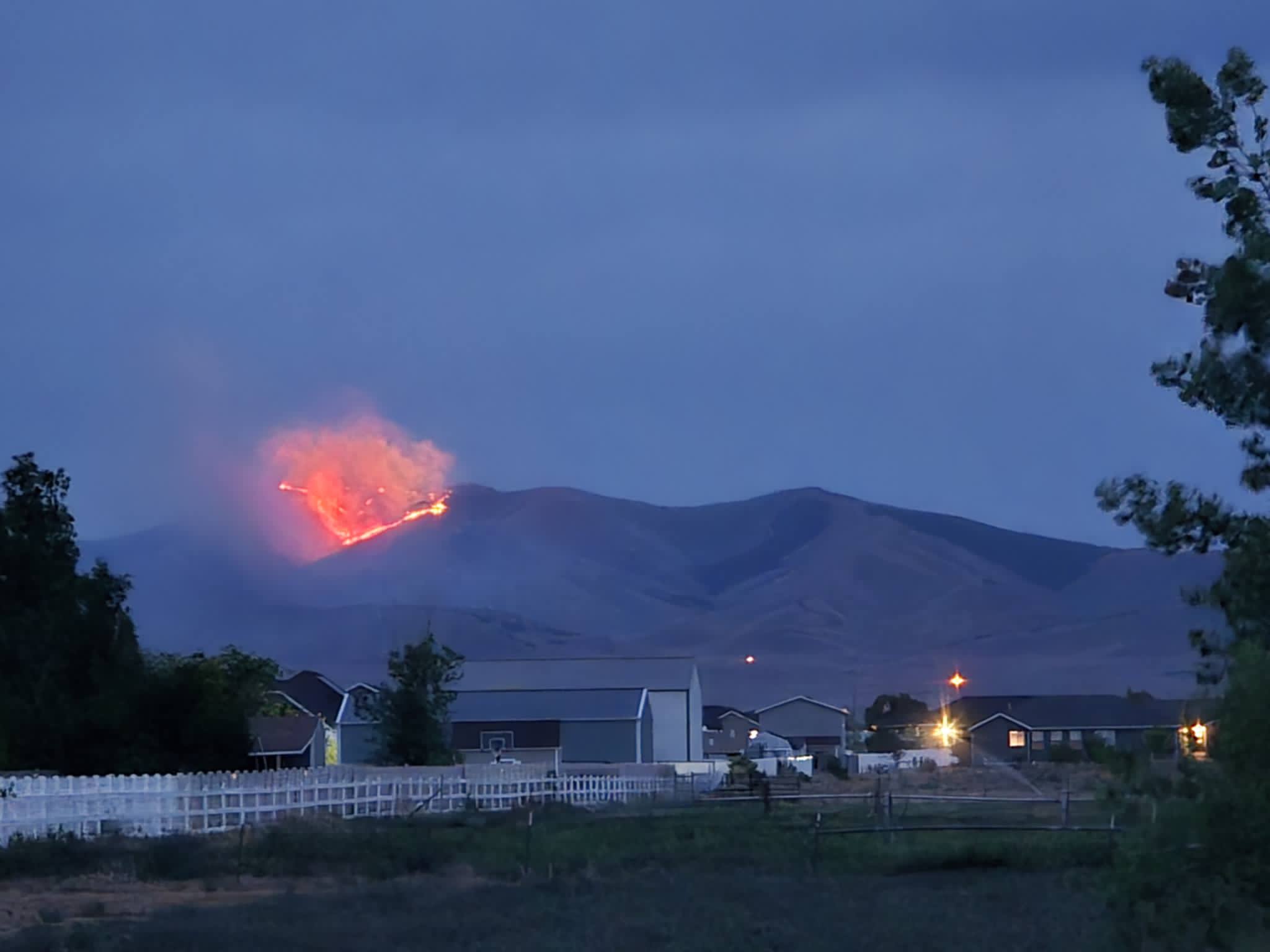 A fire burns on South Mountain in Tooele County on Monday night.