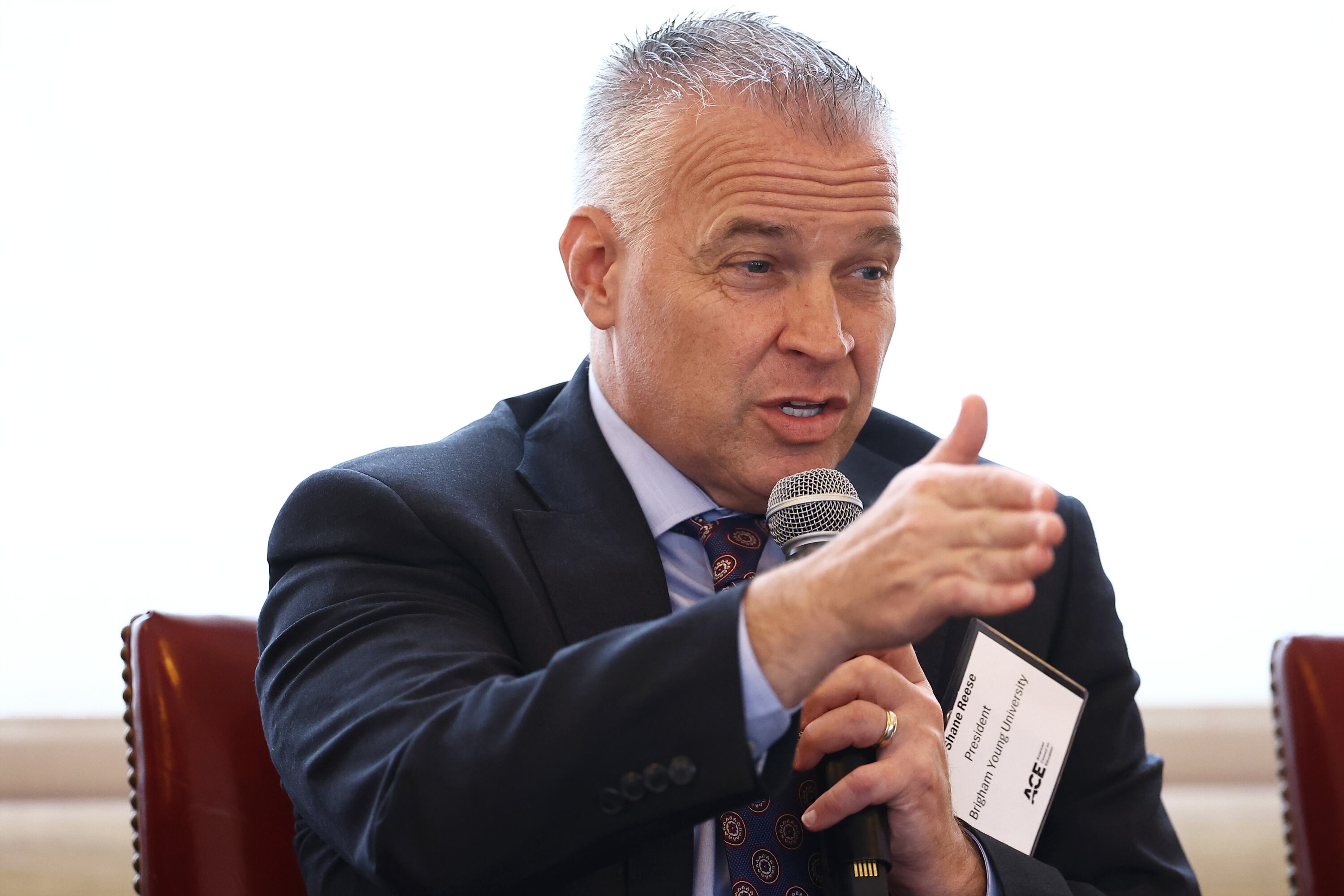 Brigham Young University President C. Shane Reese during the American Council on Education’s Commission on Faith-Based Colleges and Universities held at Heritage Hall on The Catholic University of America campus on Monday in Washington. The conference theme, “Learning to Disagree Better – What Faith-Based Colleges and Universities Can Bring to the National Dialogue,” focuses on creating campus environments where interpersonal differences and debate foster togetherness. Reese discussed how students view each other as children of God,