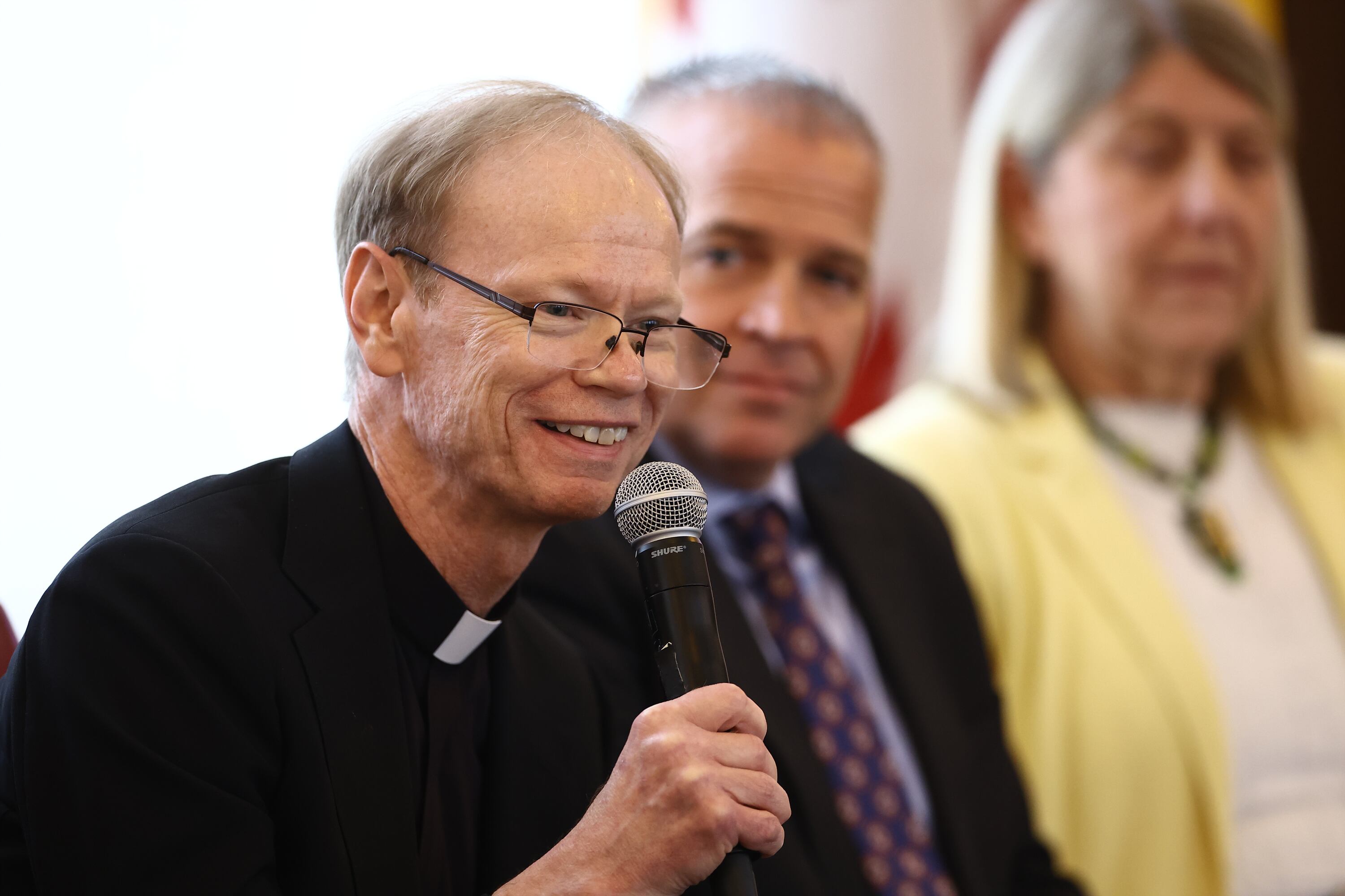 University of Notre Dame President, The Rev. Robert Dowd, during the American Council on Education’s Commission on Faith-Based Colleges and Universities held at Heritage Hall on The Catholic University of America campus on Monday in Washington. Dowd spoke about his meeting with Pope Leo XIV.