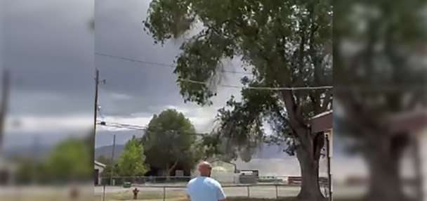 Dust devil sends trampoline soaring in Utah County