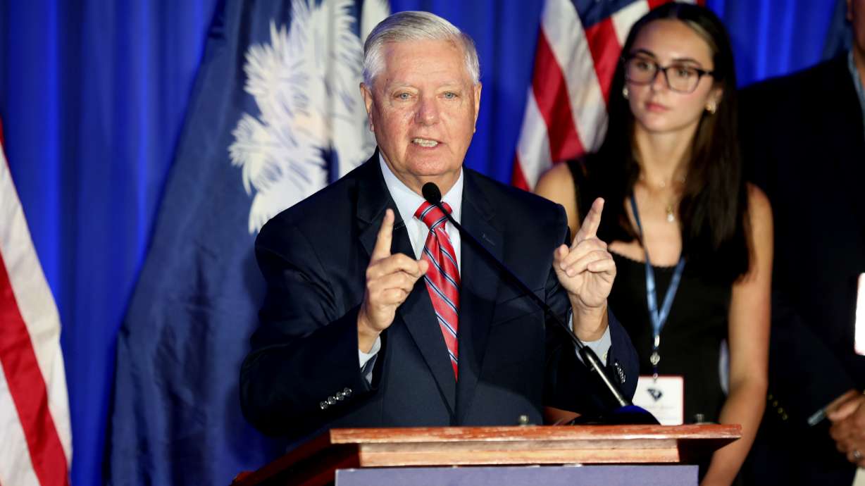 Republican U.S. Sen. Lindsey Graham speaks after winning the Republican primary on June 9 in Columbia, S.C. Graham died Saturday after a brief and unexpected illness, his office said in a statement.