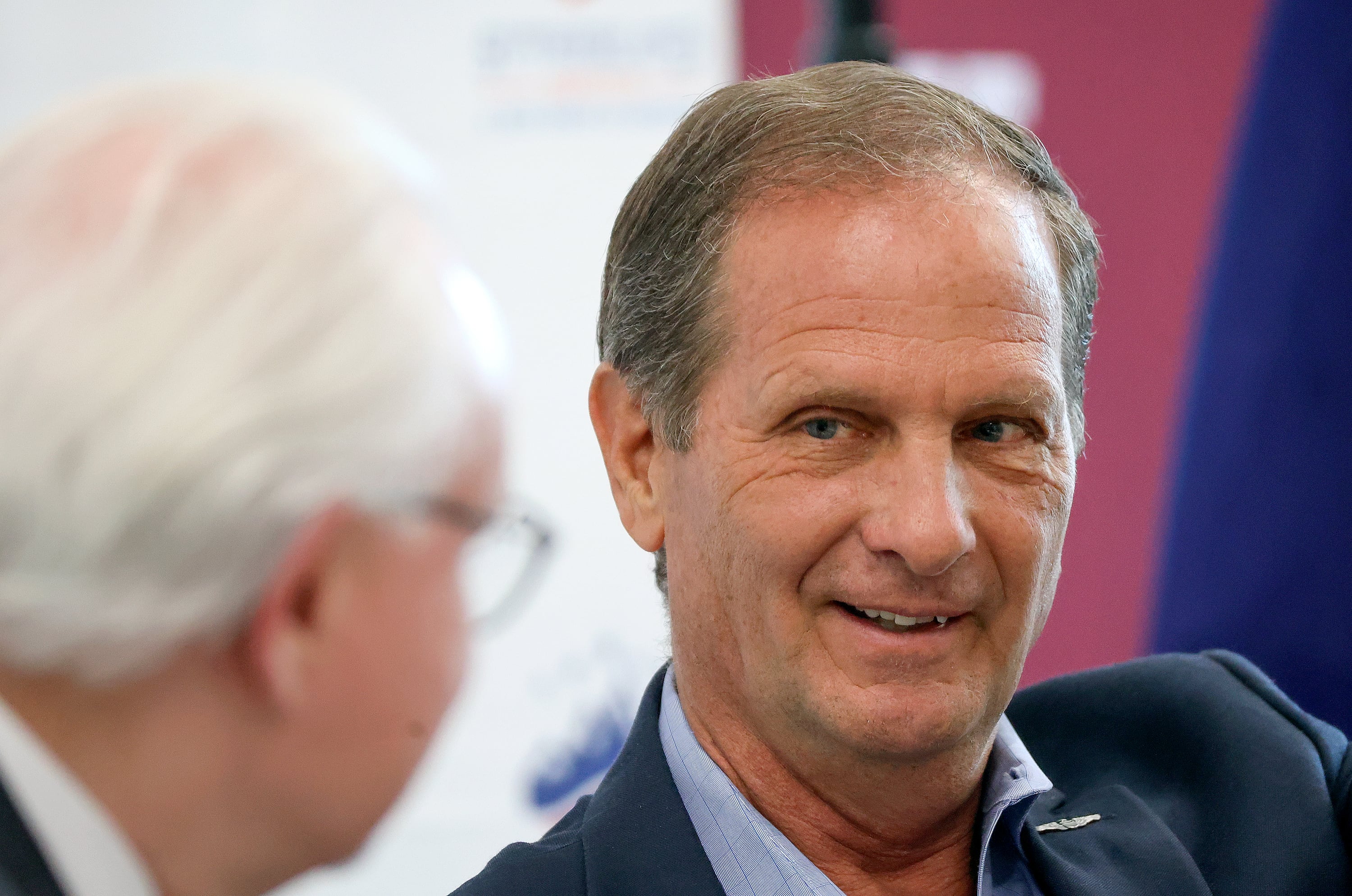 Then-Rep. Chris Stewart speaks with Rick Larsen, Sutherland Institute president and CEO, during Sutherland Institute’s 2023 Congressional Series at the Hinckley Institute of Politics at the University of Utah in Salt Lake City on Aug. 3, 2023. Stewart is one of the leading figures pursuing regulations on artificial intelligence.