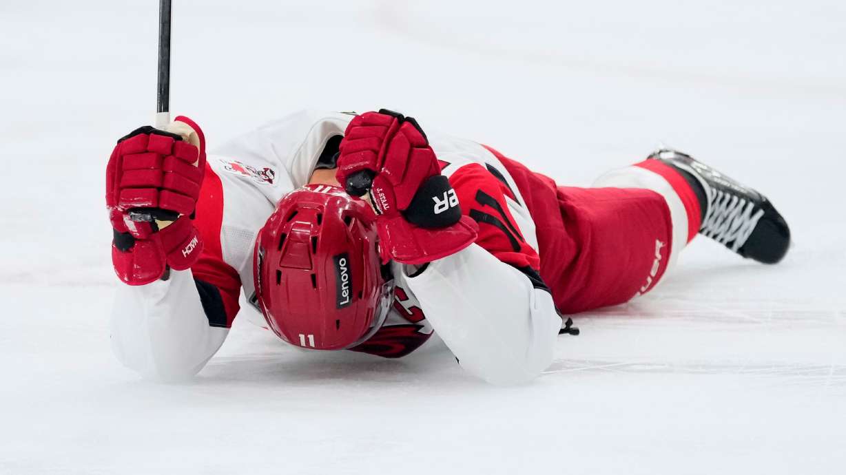 Carolina Hurricanes center Jordan Staal celebrates his goal during the third period in Game 4 of the NHL hockey Stanley Cup Final series against the Vegas Golden Knights, Tuesday, June 9, 2026, in Las Vegas.