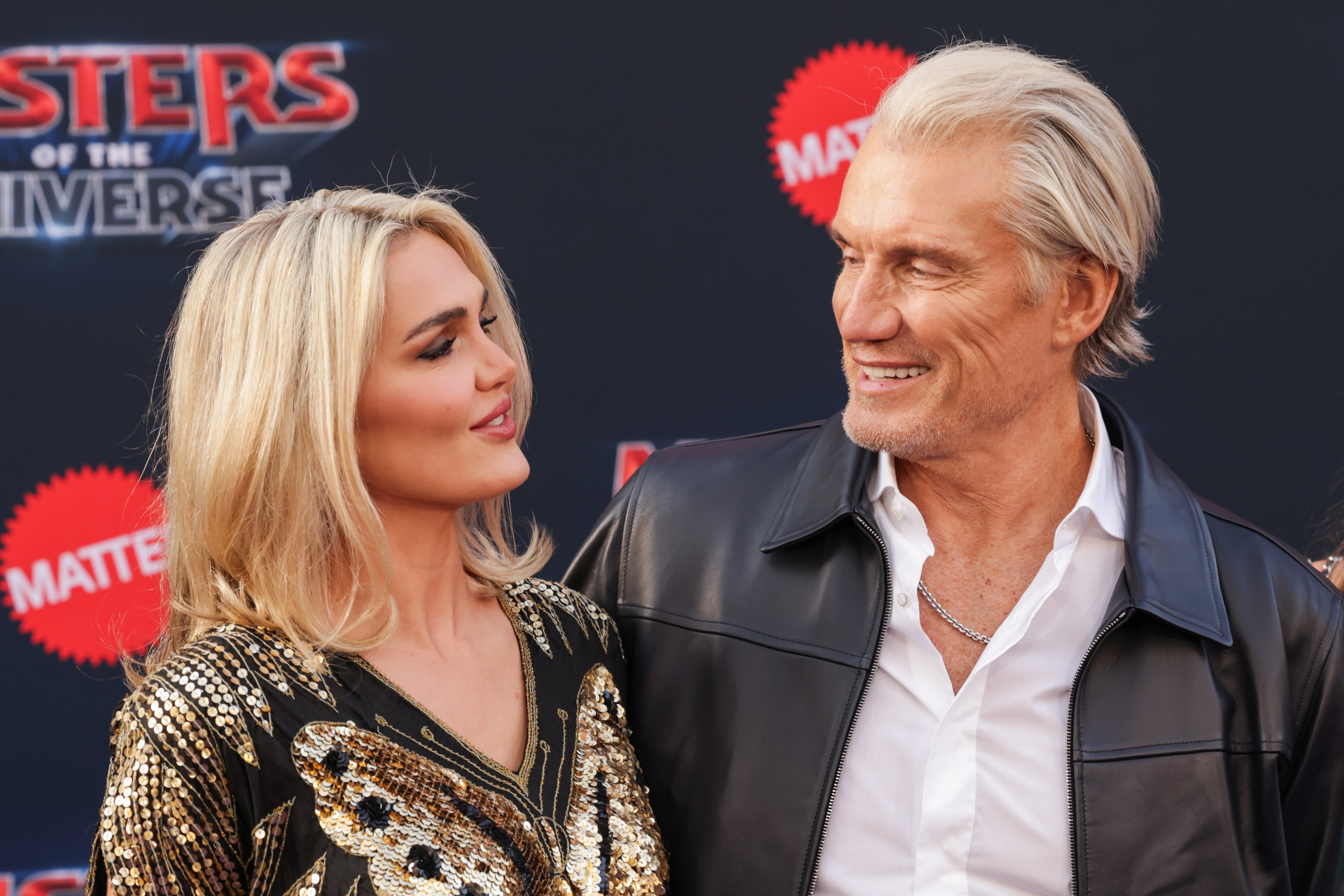 Ida Lundgren, left, and Dolph Lundgren arrive at the premiere of "Masters of the Universe" on May 17, at the TCL Chinese Theatre in Los Angeles.