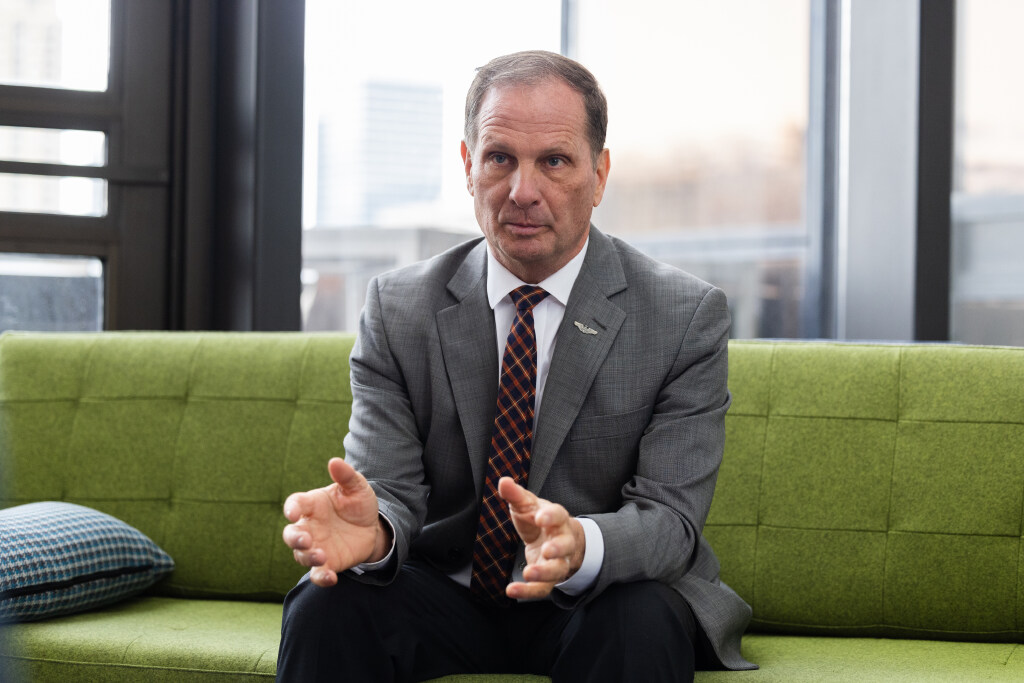 Rep. Chris Stewart, R-Utah, speaks during an interview discussing his proposed legislation to make it illegal for social media platforms to be accessed by those under the age of 16 at the Triad Center in Salt Lake City on Jan. 19, 2023.