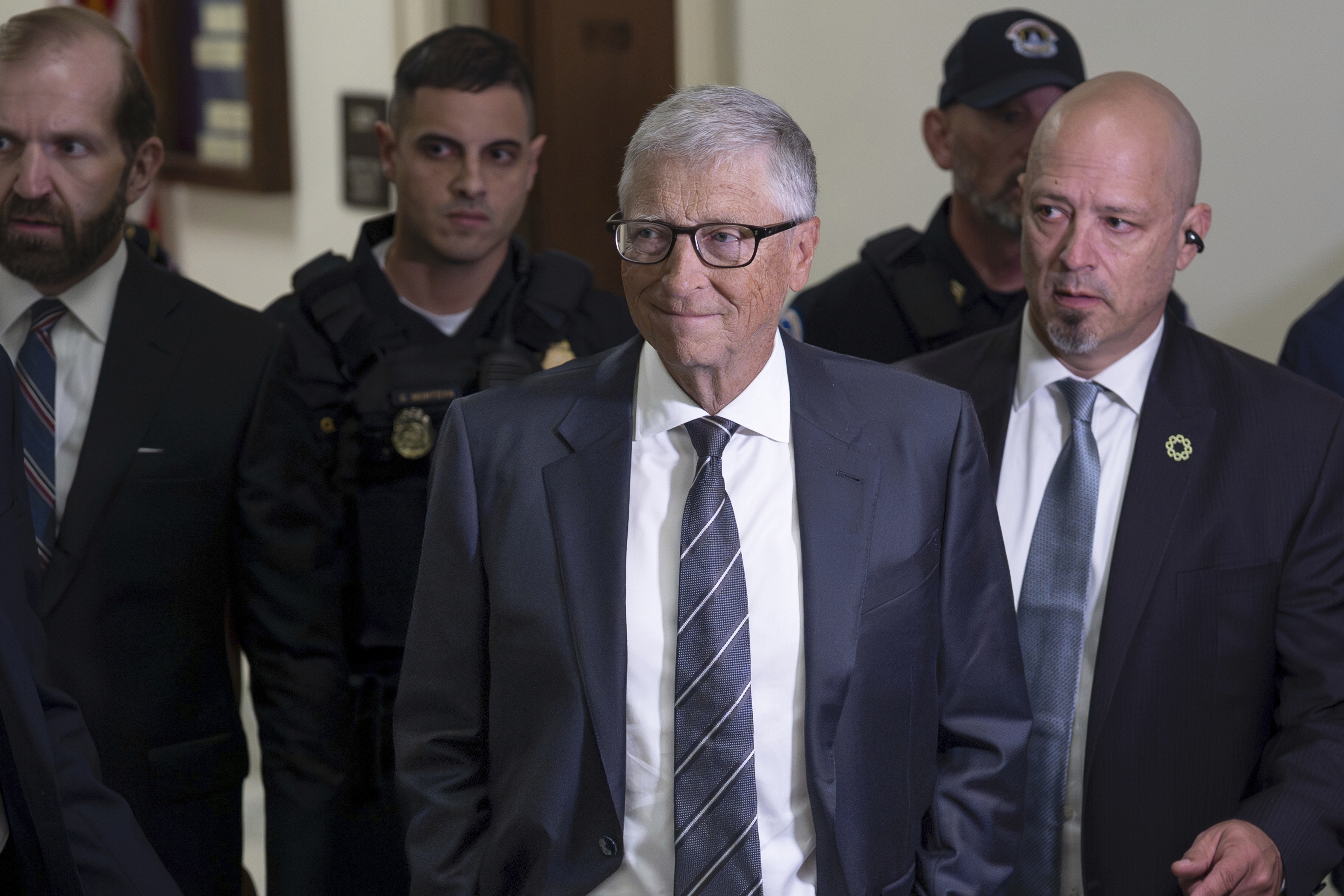Bill Gates, co-founder of Microsoft, arrives on Capitol Hill for a closed-door interview with the House Oversight Committee investigating convicted sex offender Jeffrey Epstein, in Washington, Wednesday.