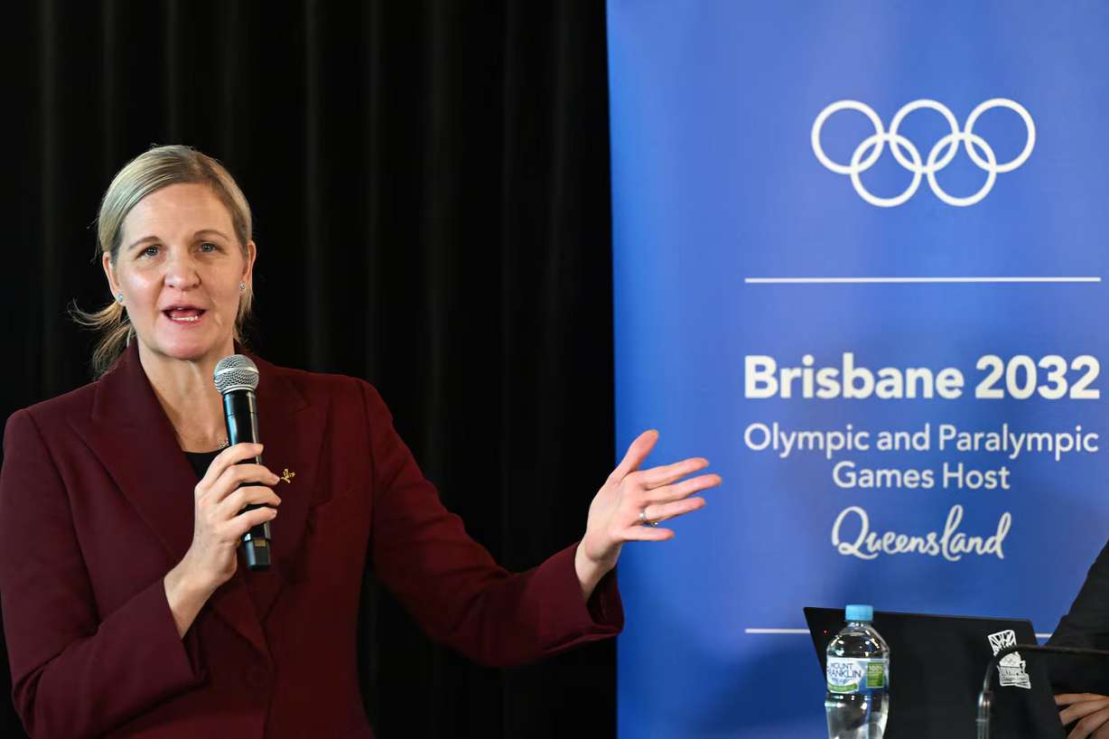 Then-IOC President-elect Kirsty Coventry speaks at a press conference for the Brisbane 2032 Olympic and Paralympic Games in Brisbane, Australia, May 22, 2025. The IOC says not everyone will be happy about Olympic sports program decisions.