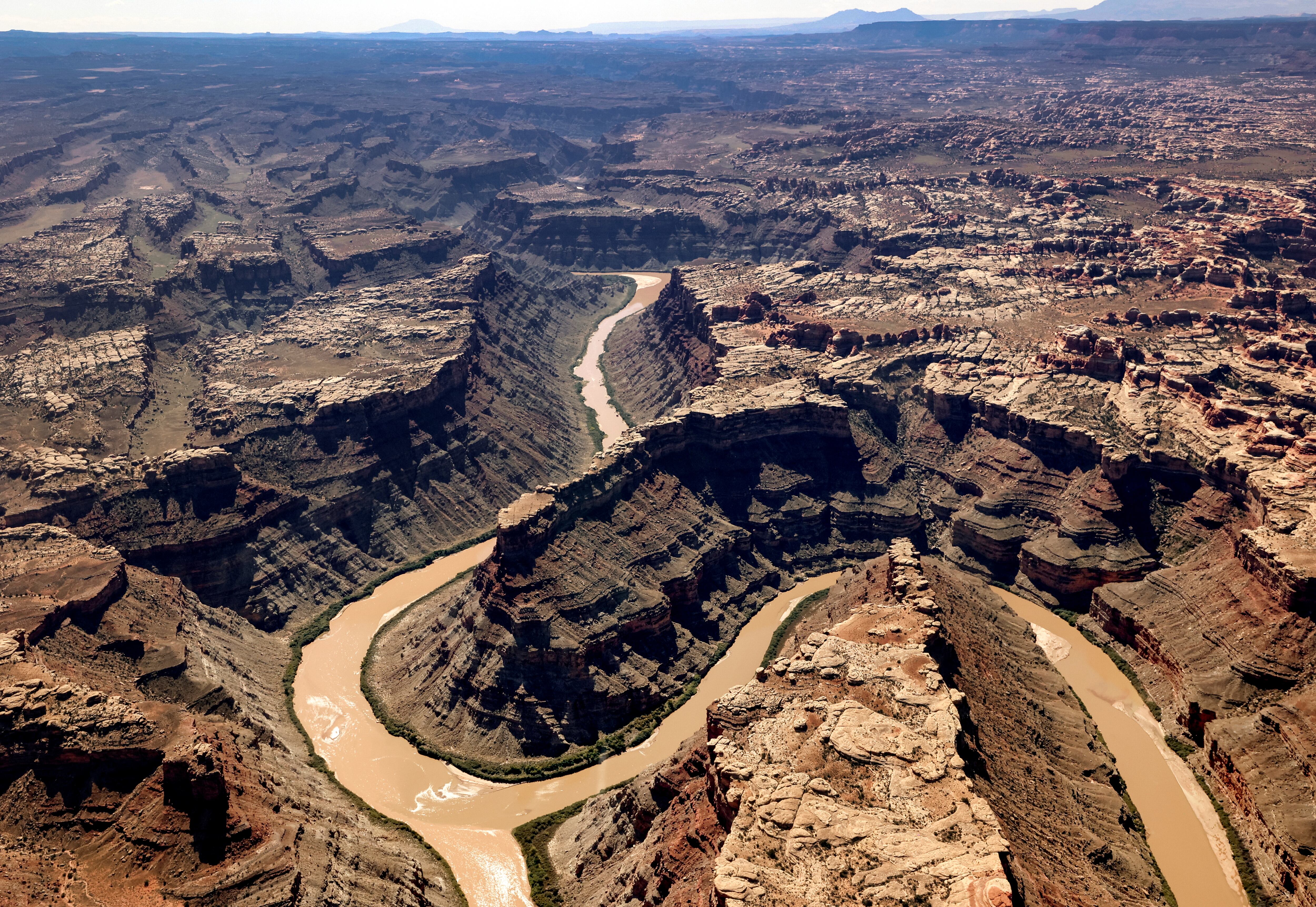 The confluence of the Colorado River and Green River on Sept. 22, 2024. With the final deadline on the Colorado River agreement looming, Utah and Wyoming are trying to get their neighbor states to renew negotiations.