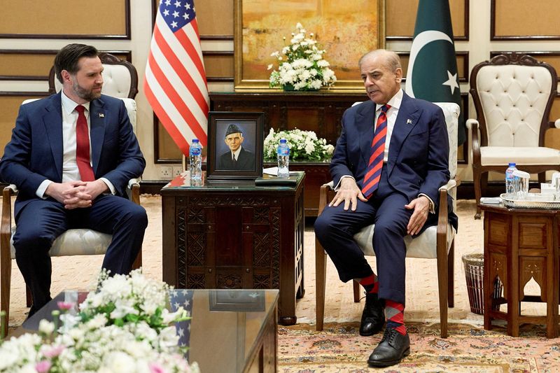 Vice President JD Vance meets with Pakistan’s Prime Minister Shehbaz Sharif to talk about Iran, April 11, in Islamabad. Vance told CNN the interim deal to end the war was "a very general document."