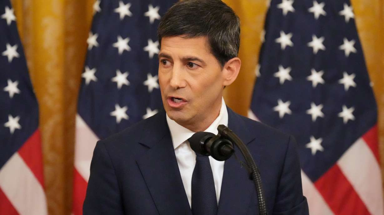 Federal Reserve Chairman Kevin Warsh speaks during his swearing-in in the East Room of the White House, May 22, in Washington. Warsh was nominated by President Trump and confirmed in April to lead the Federal Reserve.