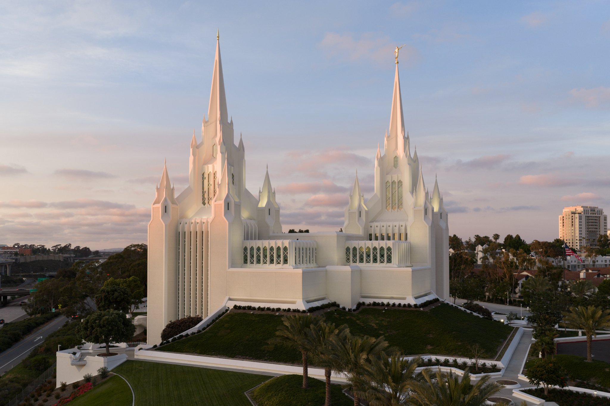 Exterior of the San Diego California Temple of The Church of Jesus Christ of Latter-day Saints.